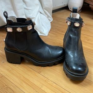 Jewel heeled combat boots
